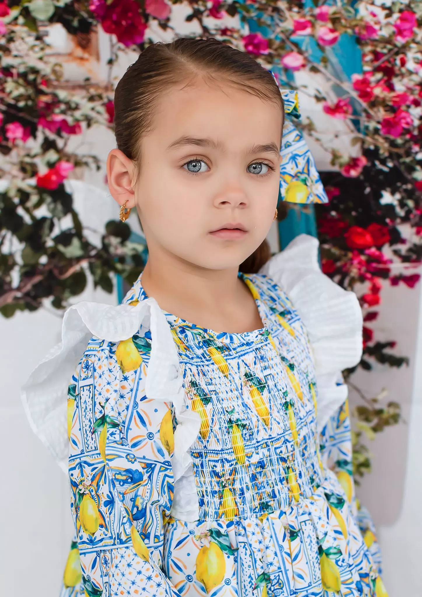 Girls Sicilian Lemon Print Dress