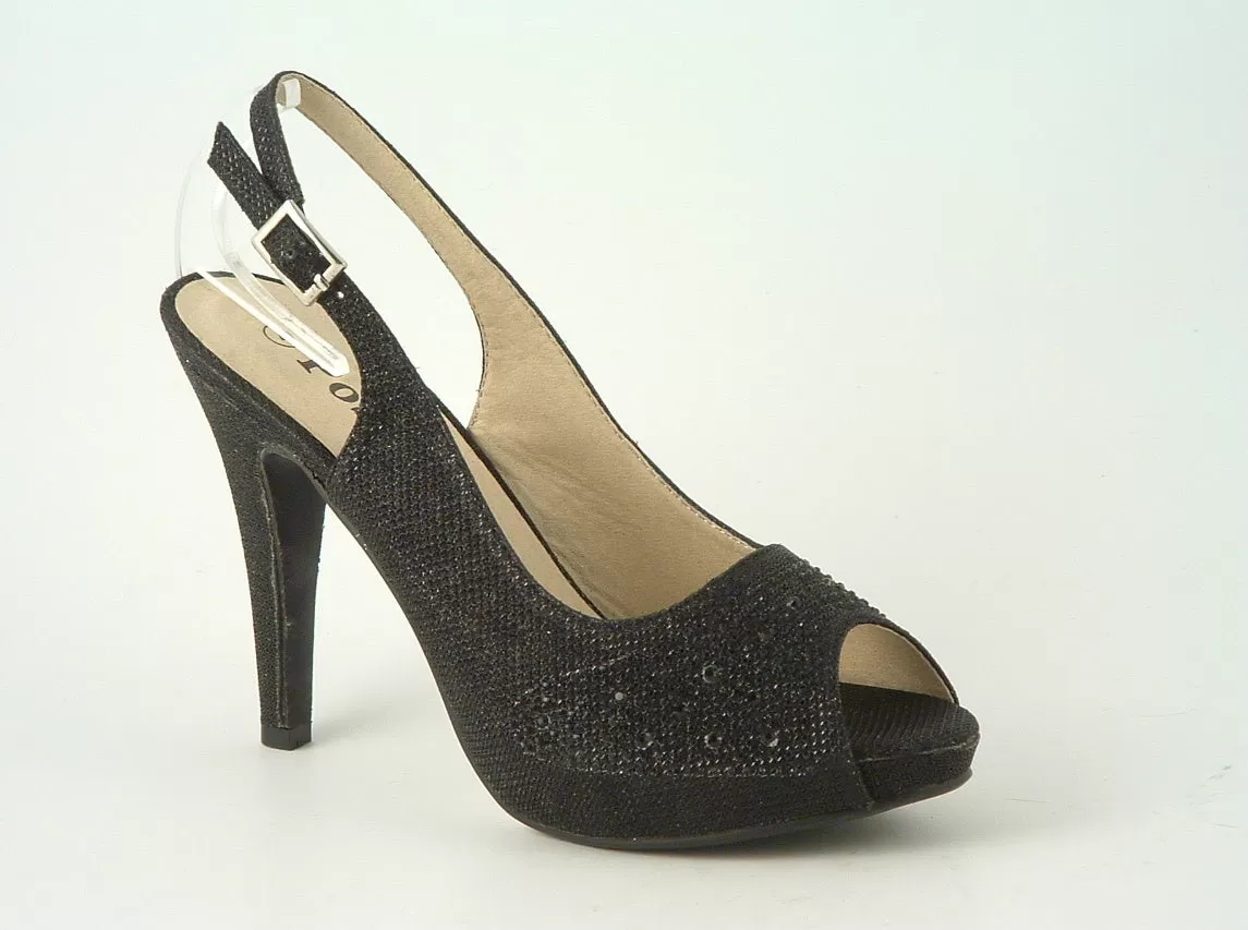 Glitz Shoes Posh ‘jess’ Peep Toe Court Shoe