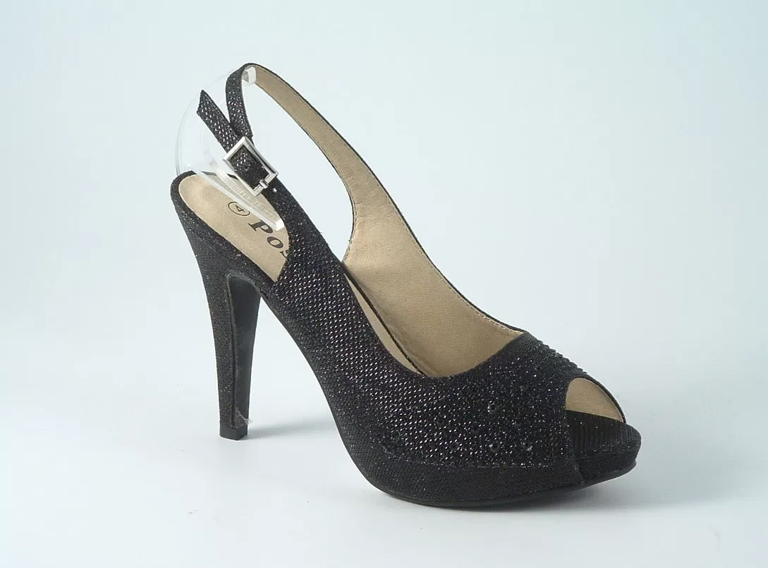 Glitz Shoes Posh ‘jess’ Peep Toe Court Shoe