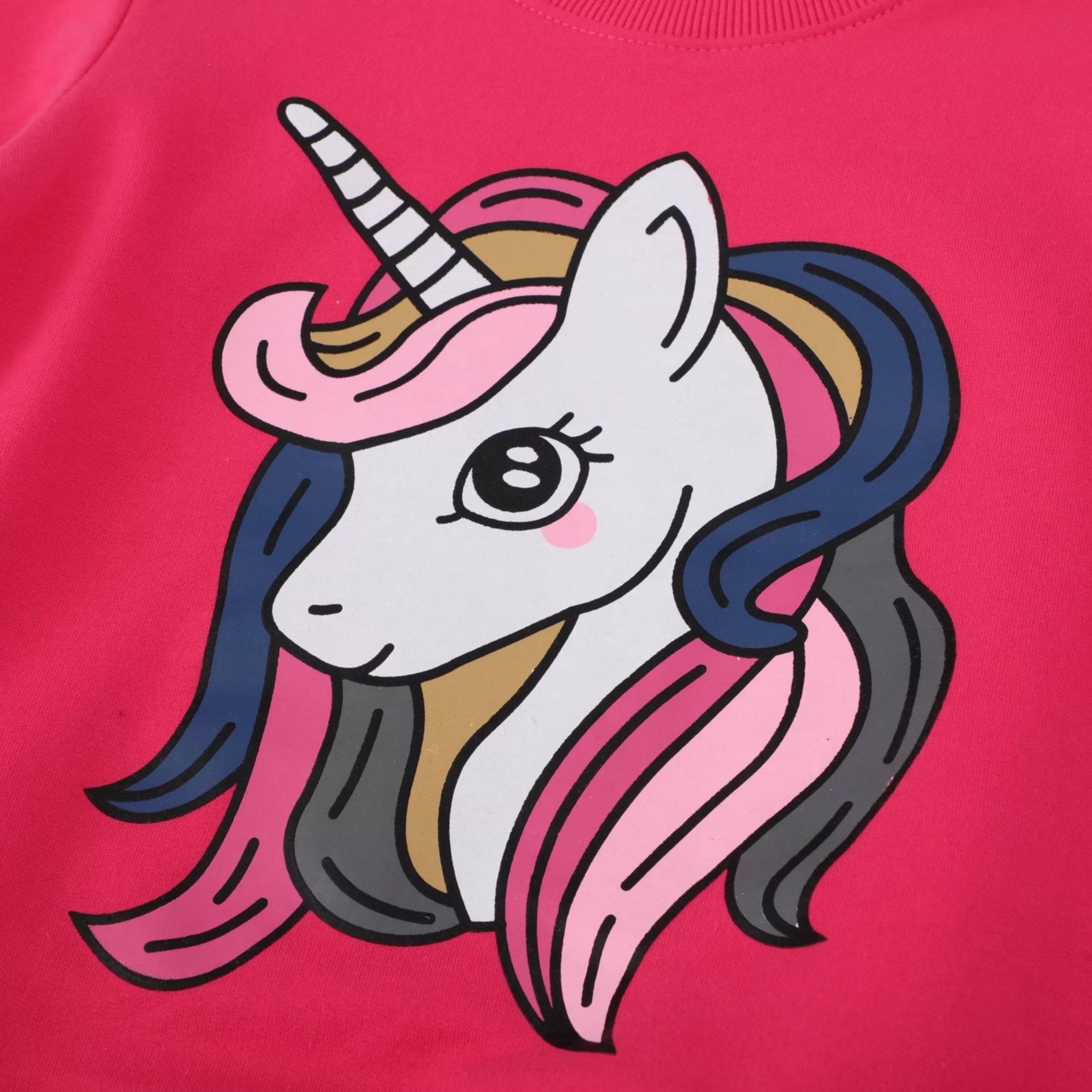 Graceful Unicorn Round Neck Sweat Shirt, Pink