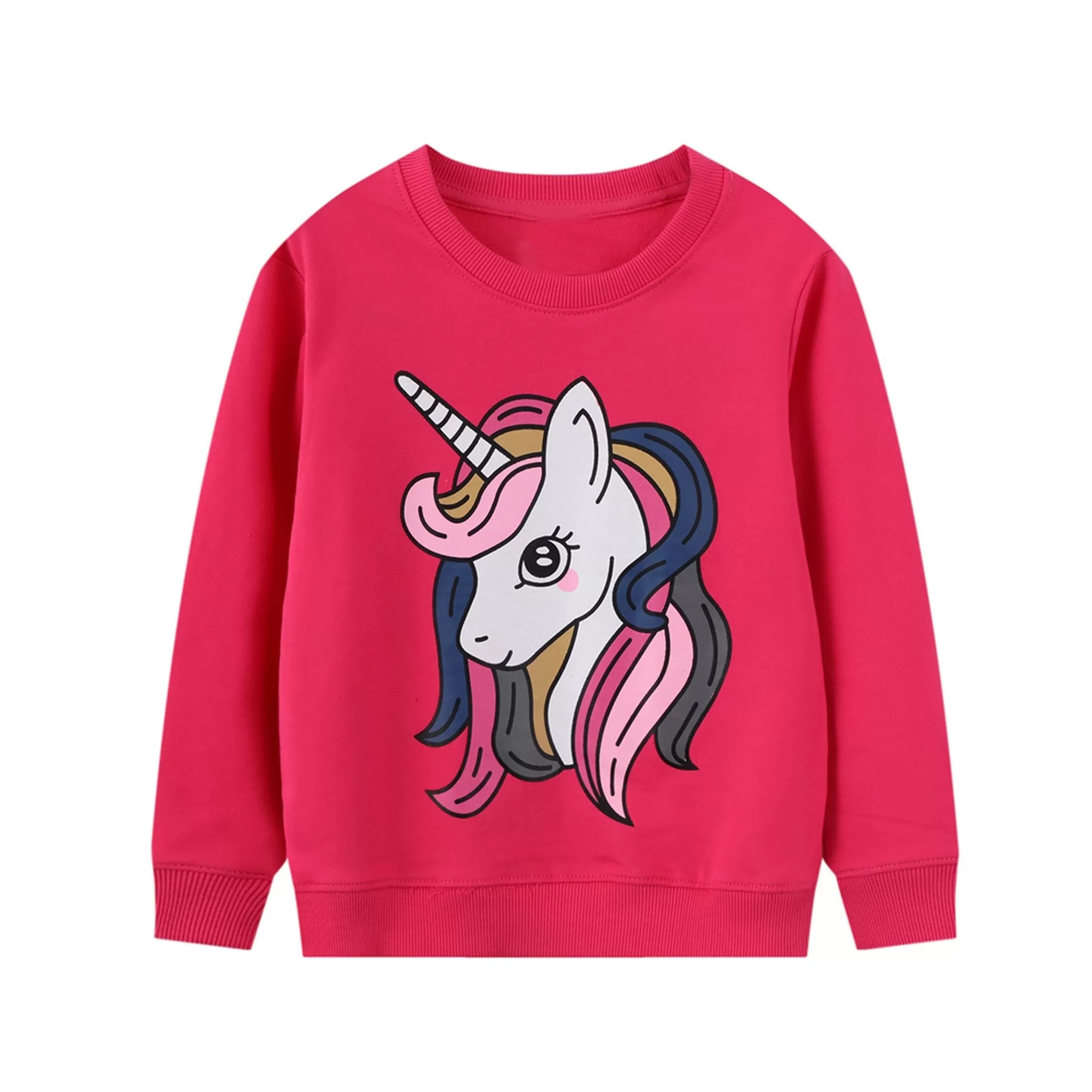 Graceful Unicorn Round Neck Sweat Shirt, Pink