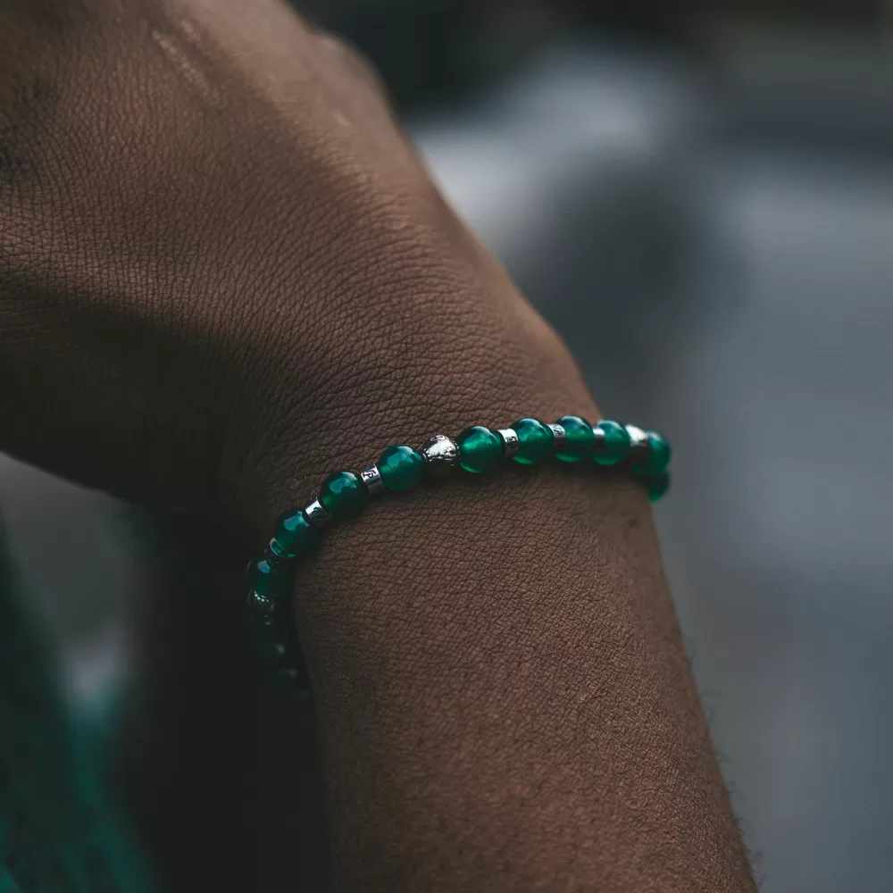 Green Bead Bracelet - Gold