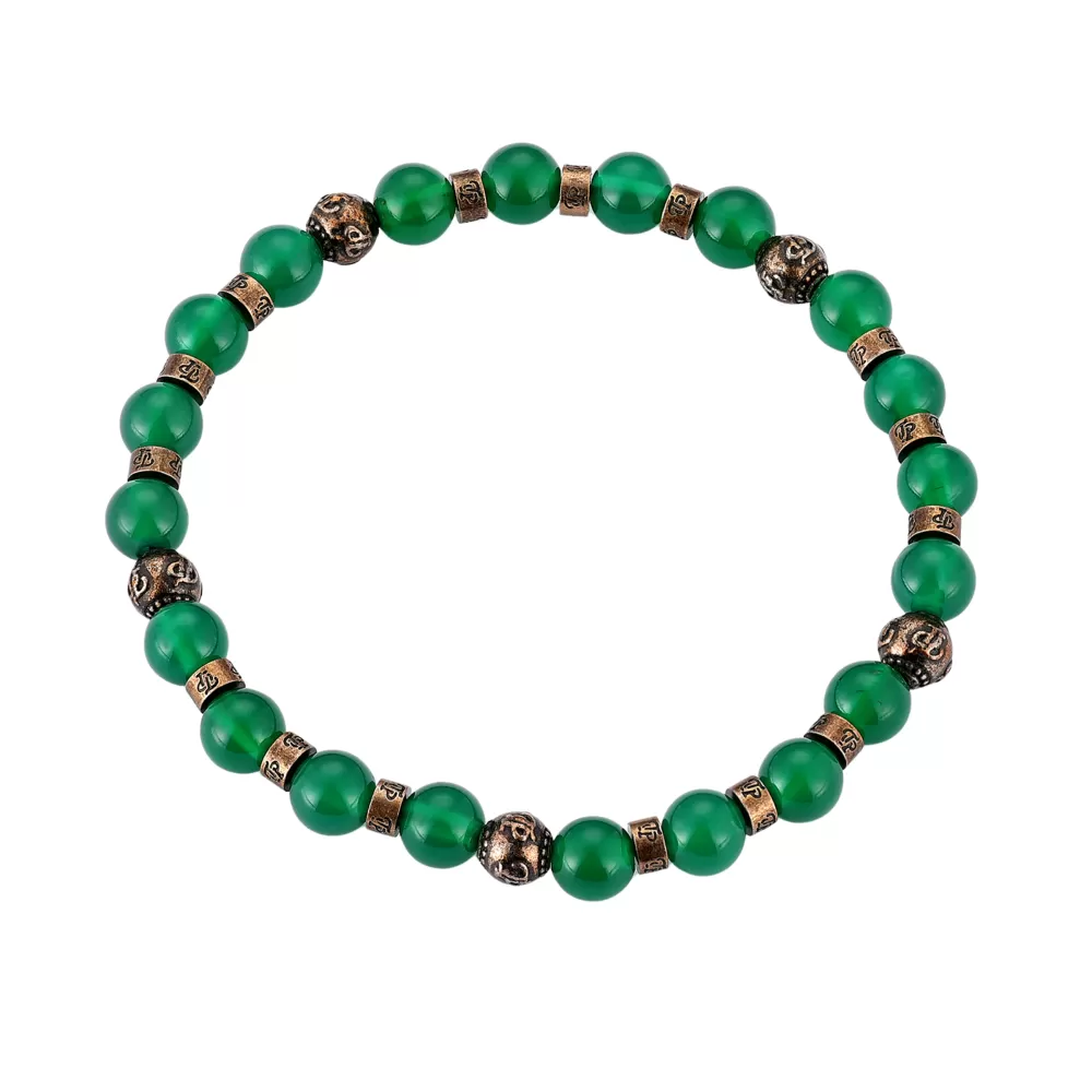 Green Bead Bracelet - Gold