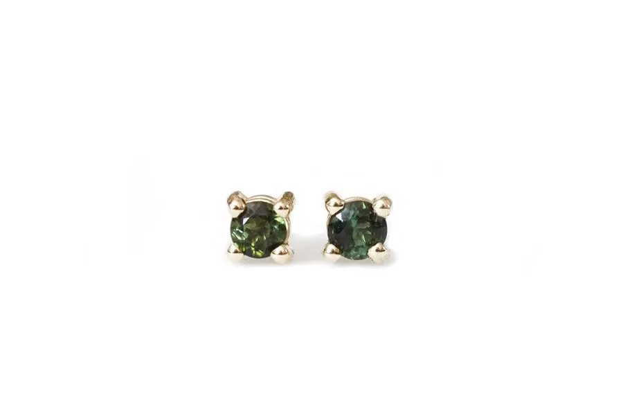 Green Tourmaline Studs