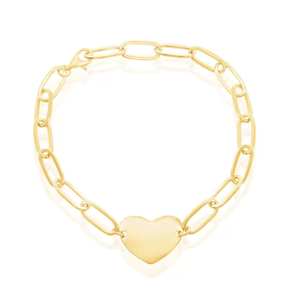 Heart Paperclip Bracelet - Gold Plated