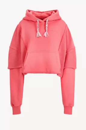 Hoodie Crop Double Pockets in Candy Pink