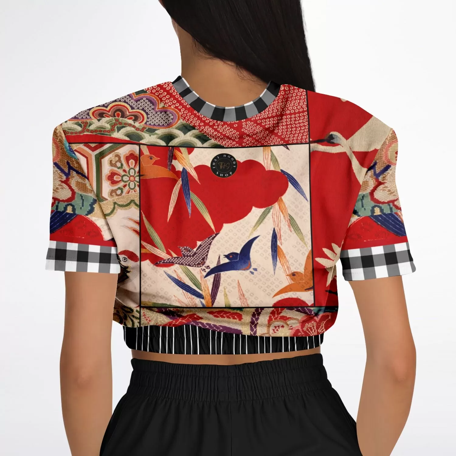 I Am Geisha Short Sleeve Cropped Eco-Poly Sweater