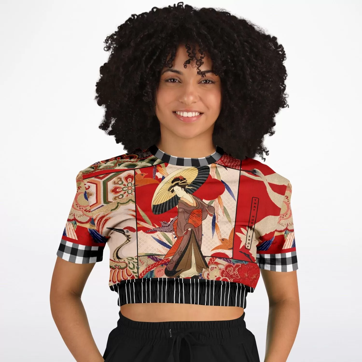 I Am Geisha Short Sleeve Cropped Eco-Poly Sweater