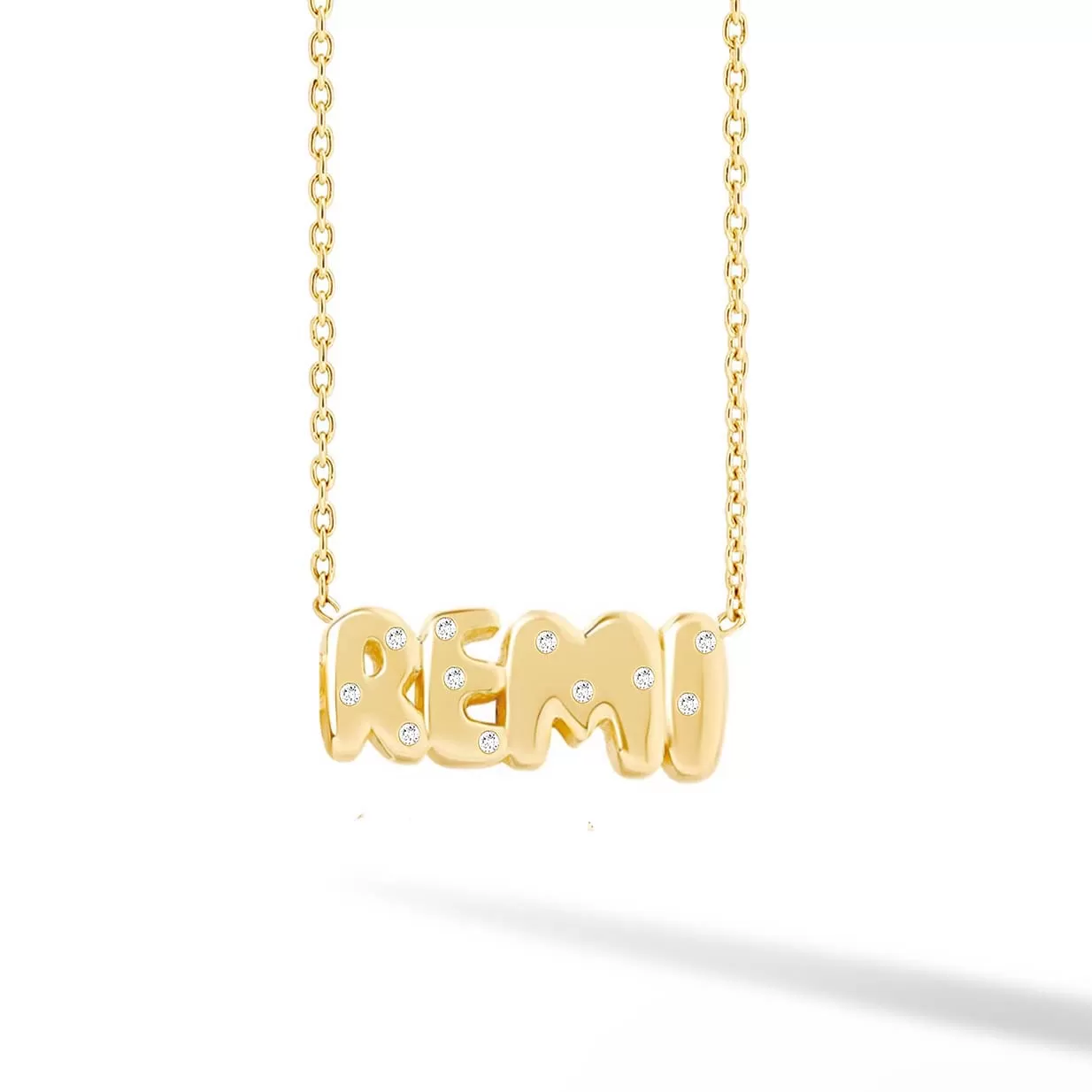 Inlay Diamond Helium Solid Name Necklace