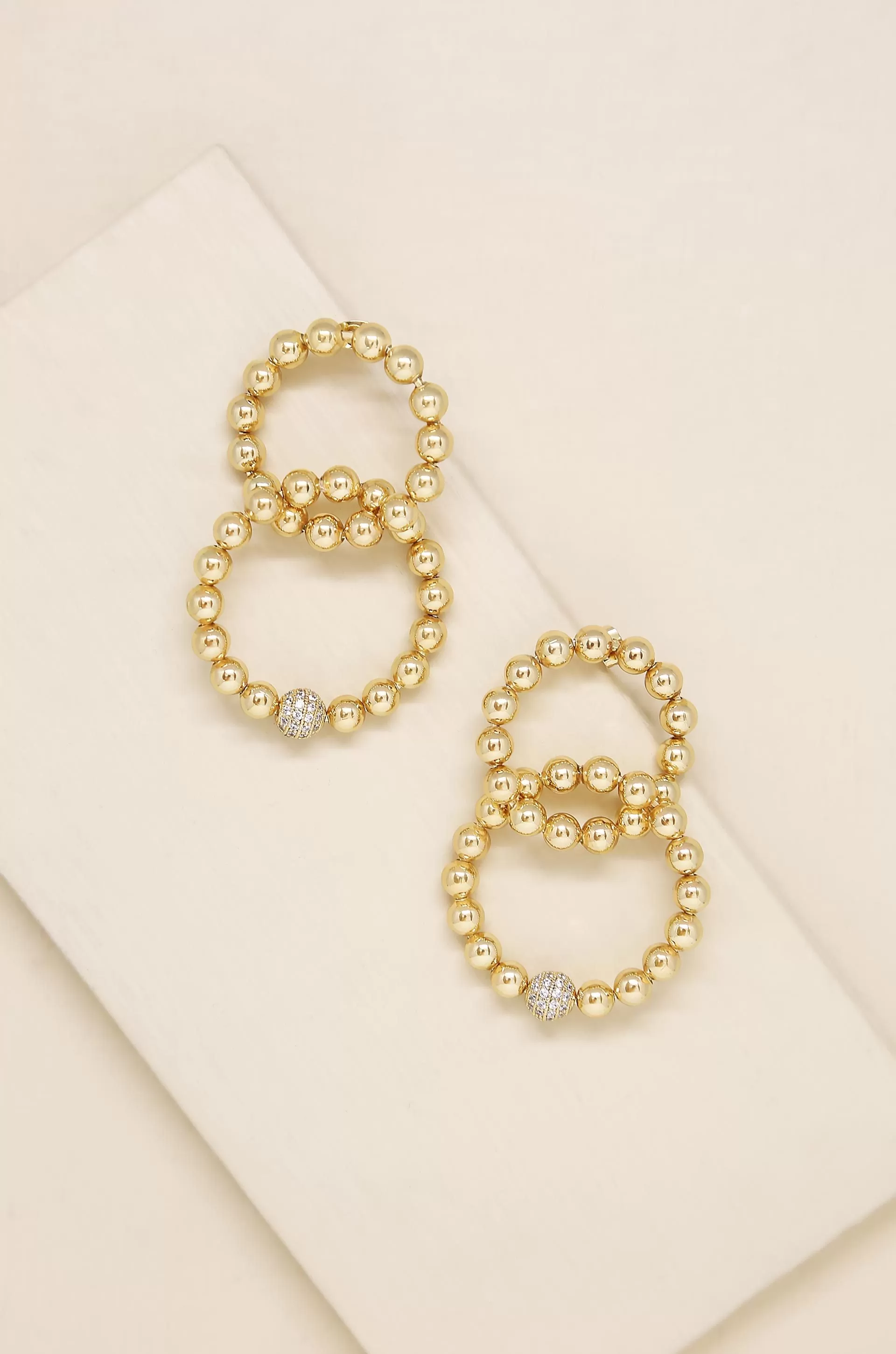 Interlocked 18k Gold Plated Ball Dangle Earrings