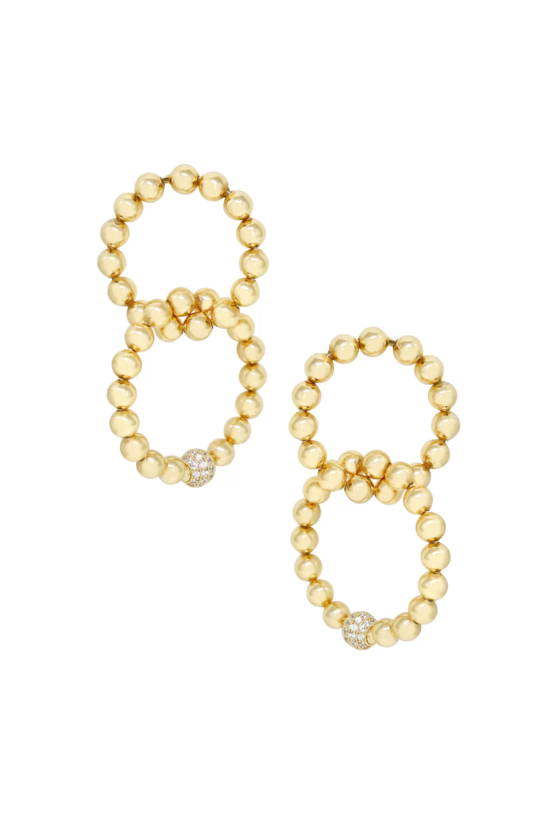 Interlocked 18k Gold Plated Ball Dangle Earrings