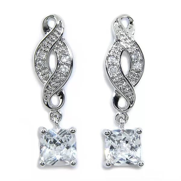 Iris Noble 18k White Gold CZ Infinity Drop Earrings