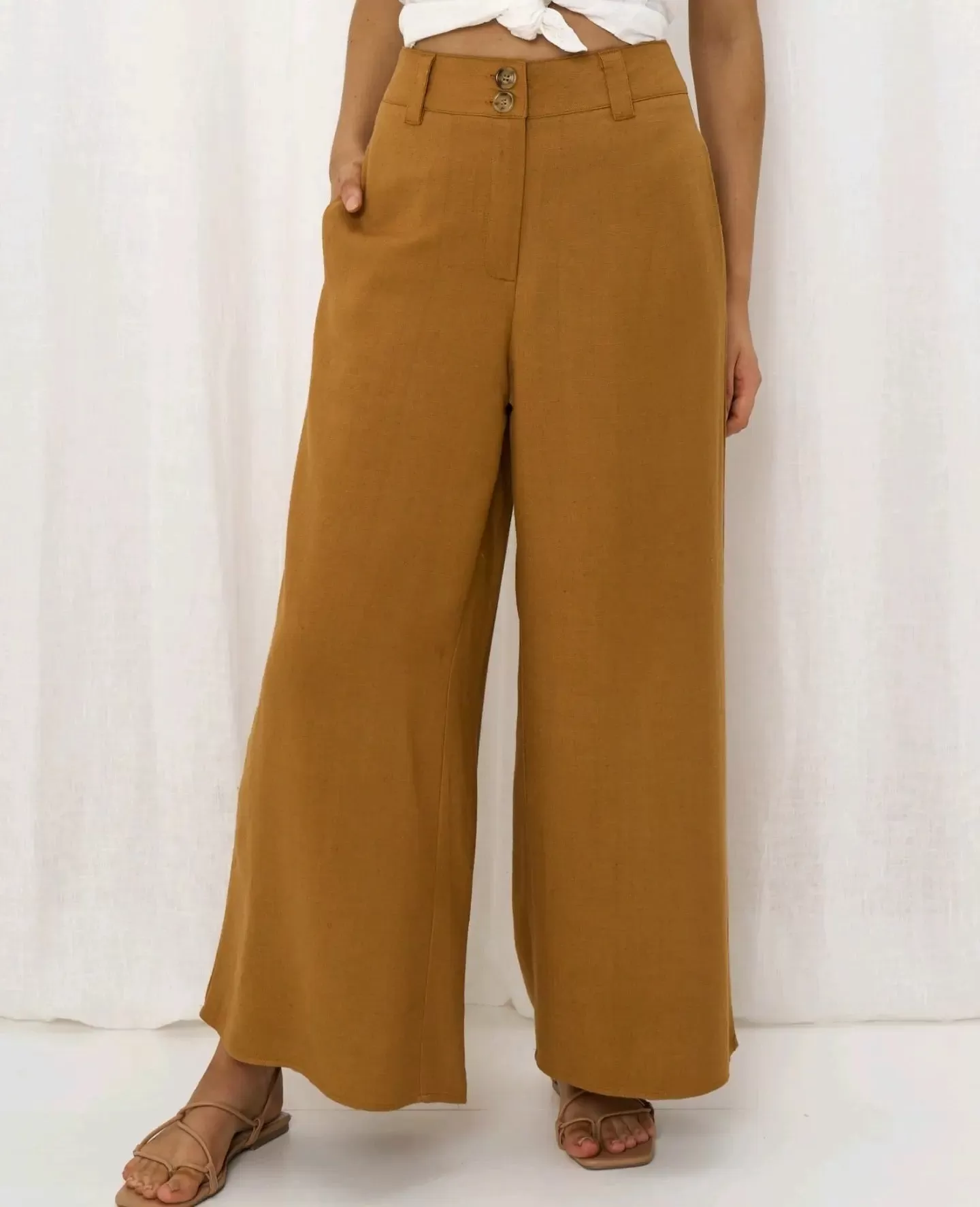 Joplin Silk Linen Pants - Vintage Mustard