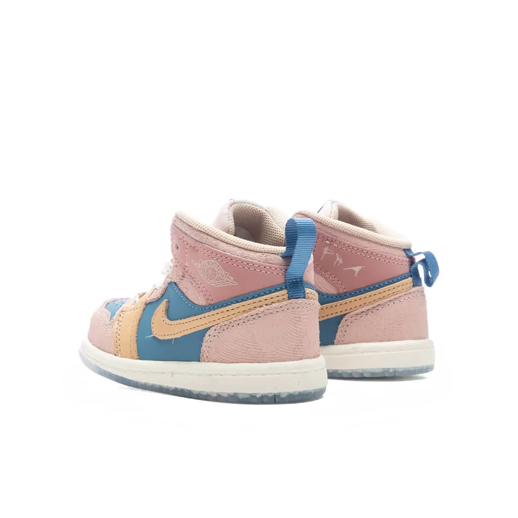 Jordan 1 Mid SS (TD) 'Zen' - Aegean Storm/Hemp/Pink Oxford