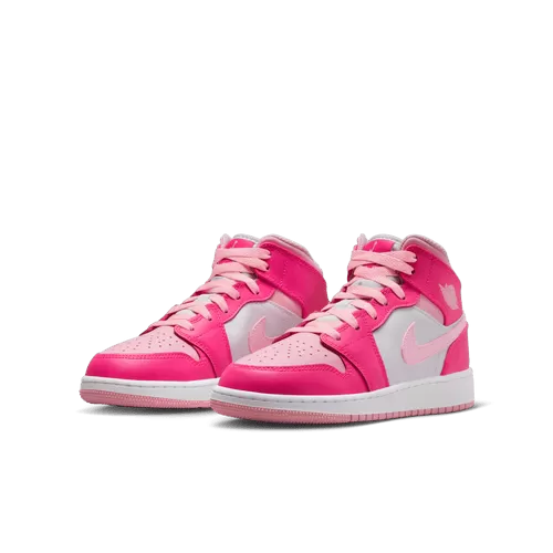 Jordan 1 Mid Women/Youth (Pink/White)