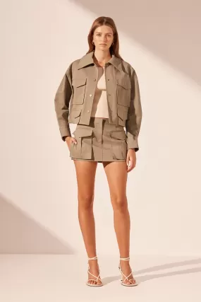 KAI PATCH POCKET CROP JACKET - GREY KHAKI