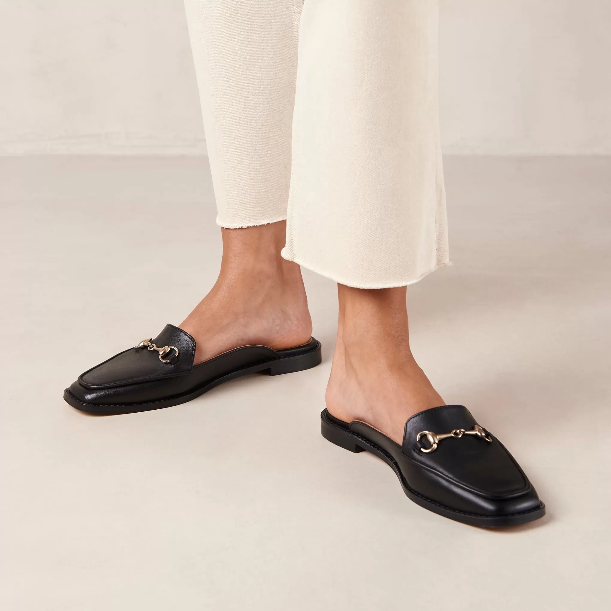 Kais Black Leather Mules