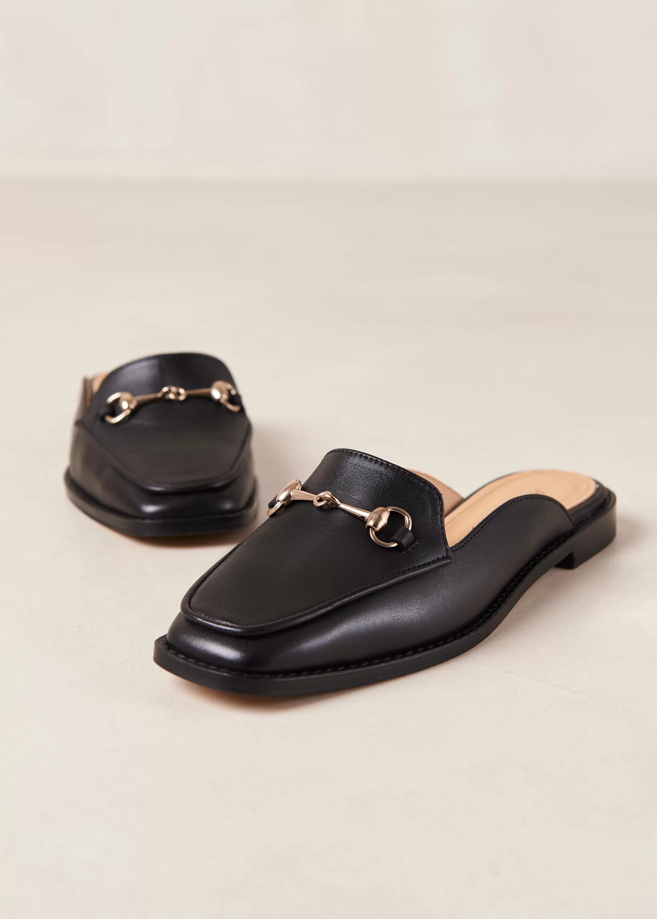 Kais Black Leather Mules