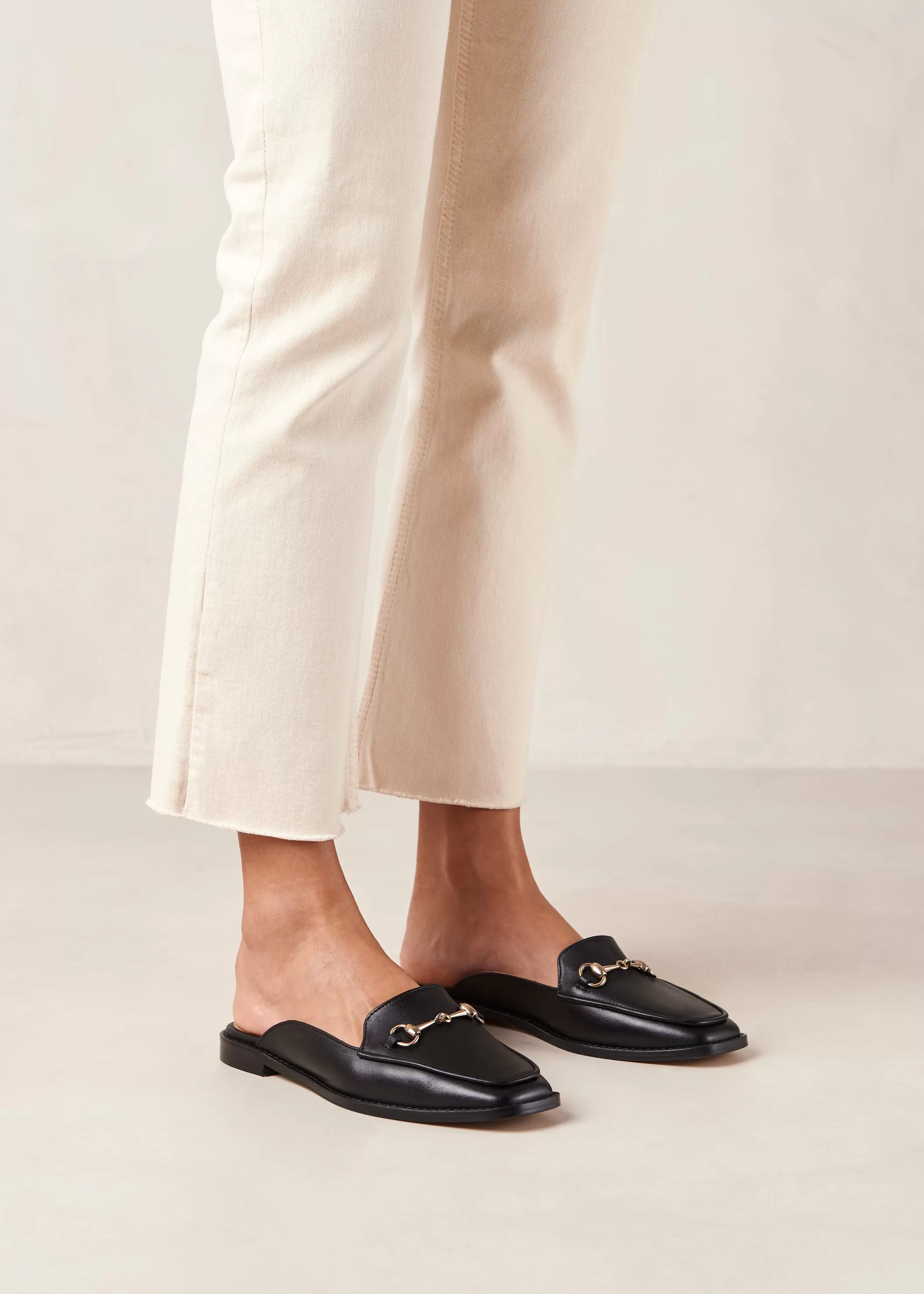 Kais Black Leather Mules