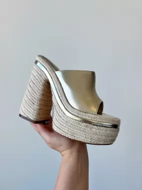 Kate Woven Platform Heels- Gold