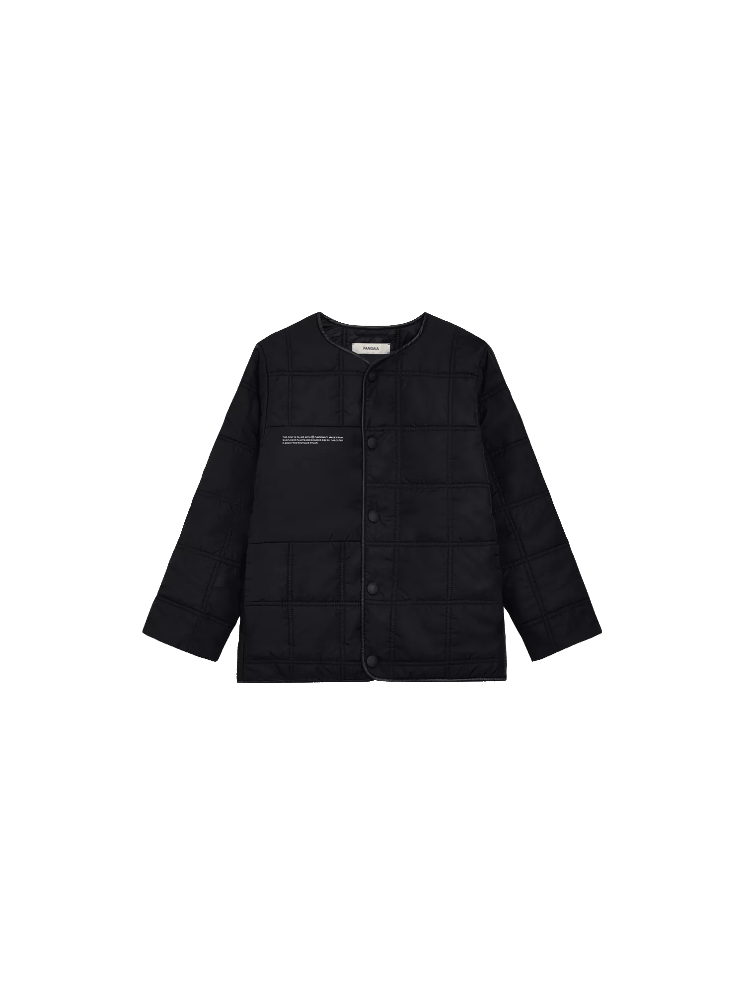 Kid's Flower-Warmth Quilted Collarless Jacket—black