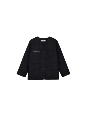 Kid's Flower-Warmth Quilted Collarless Jacket—black