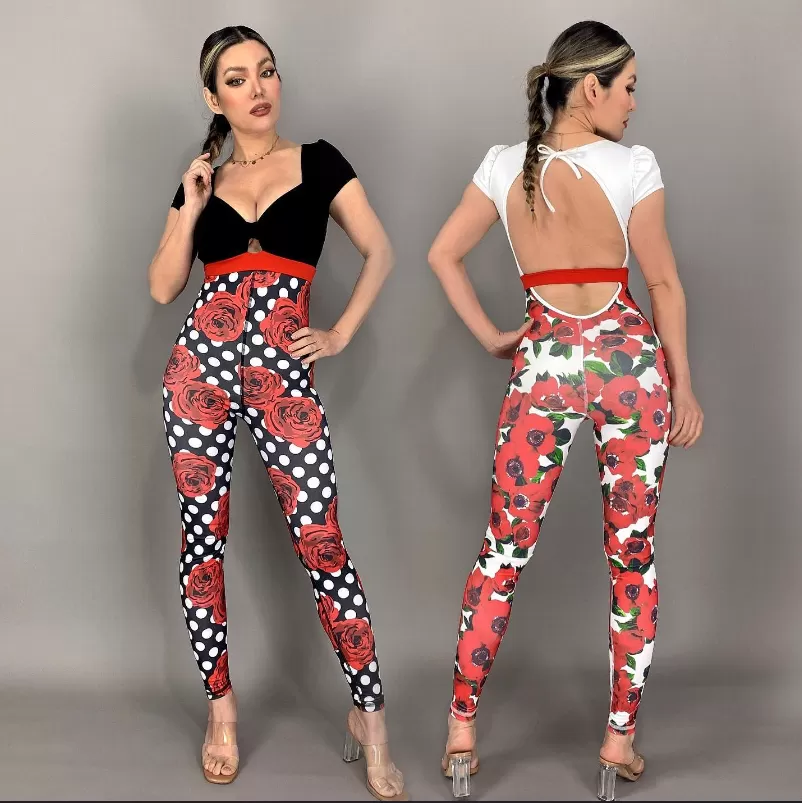 La Fitwear Jumpsuit Sweet Heart Dots Rose