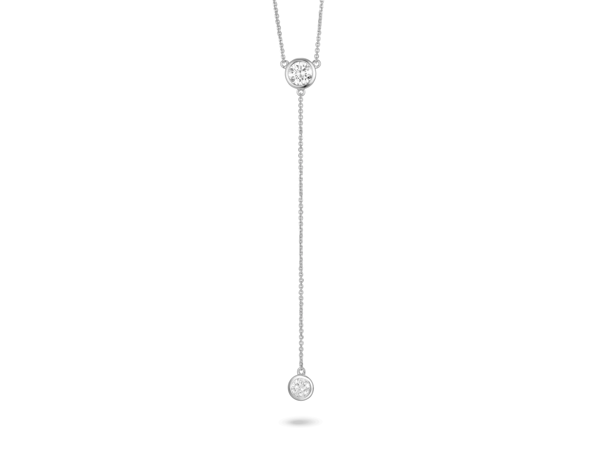 Lab-Grown Diamond ct. tw. Round Brilliant Bezel Lariat Pendant | White