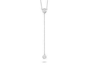 Lab-Grown Diamond ct. tw. Round Brilliant Bezel Lariat Pendant | White