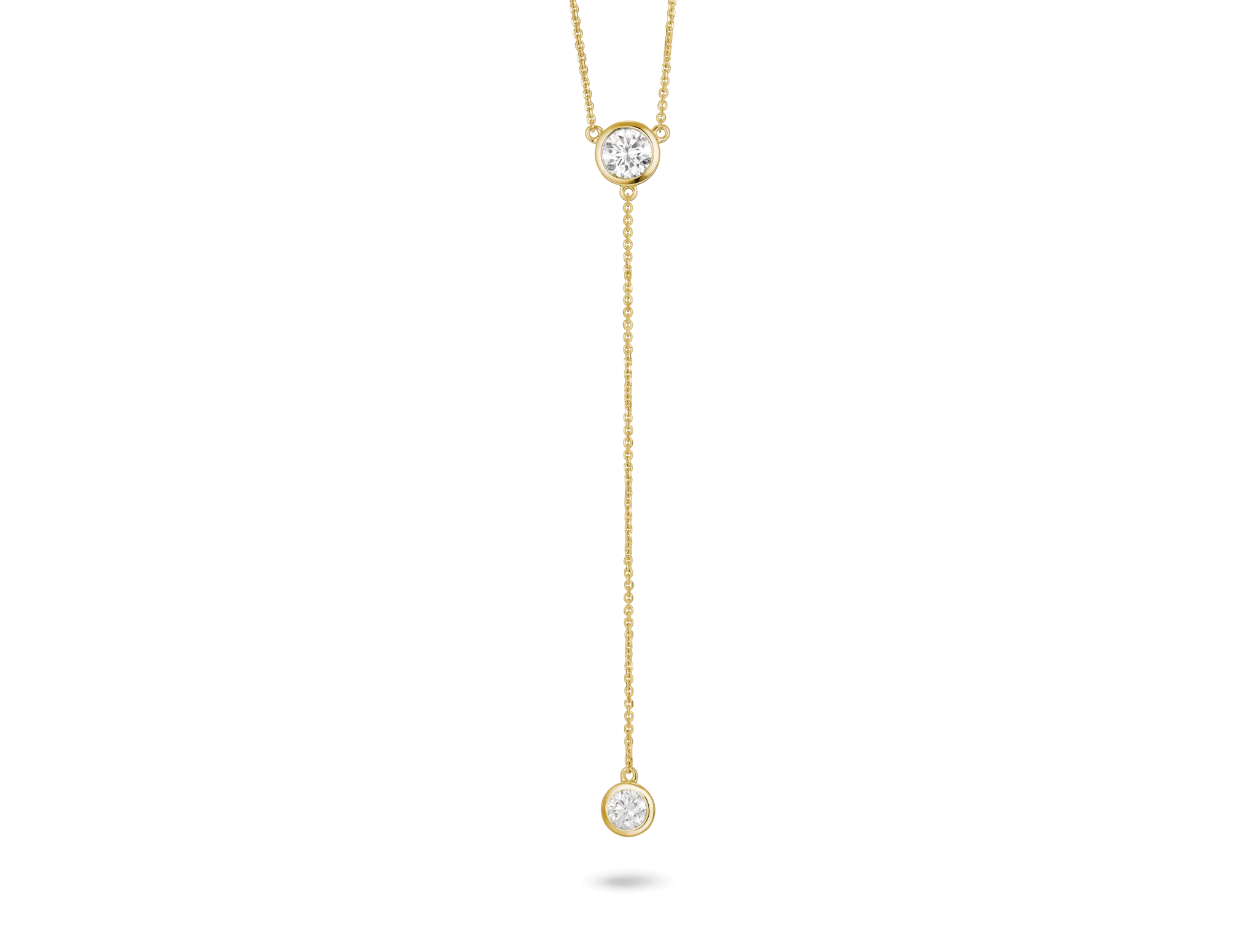 Lab-Grown Diamond ct. tw. Round Brilliant Bezel Lariat Pendant | White