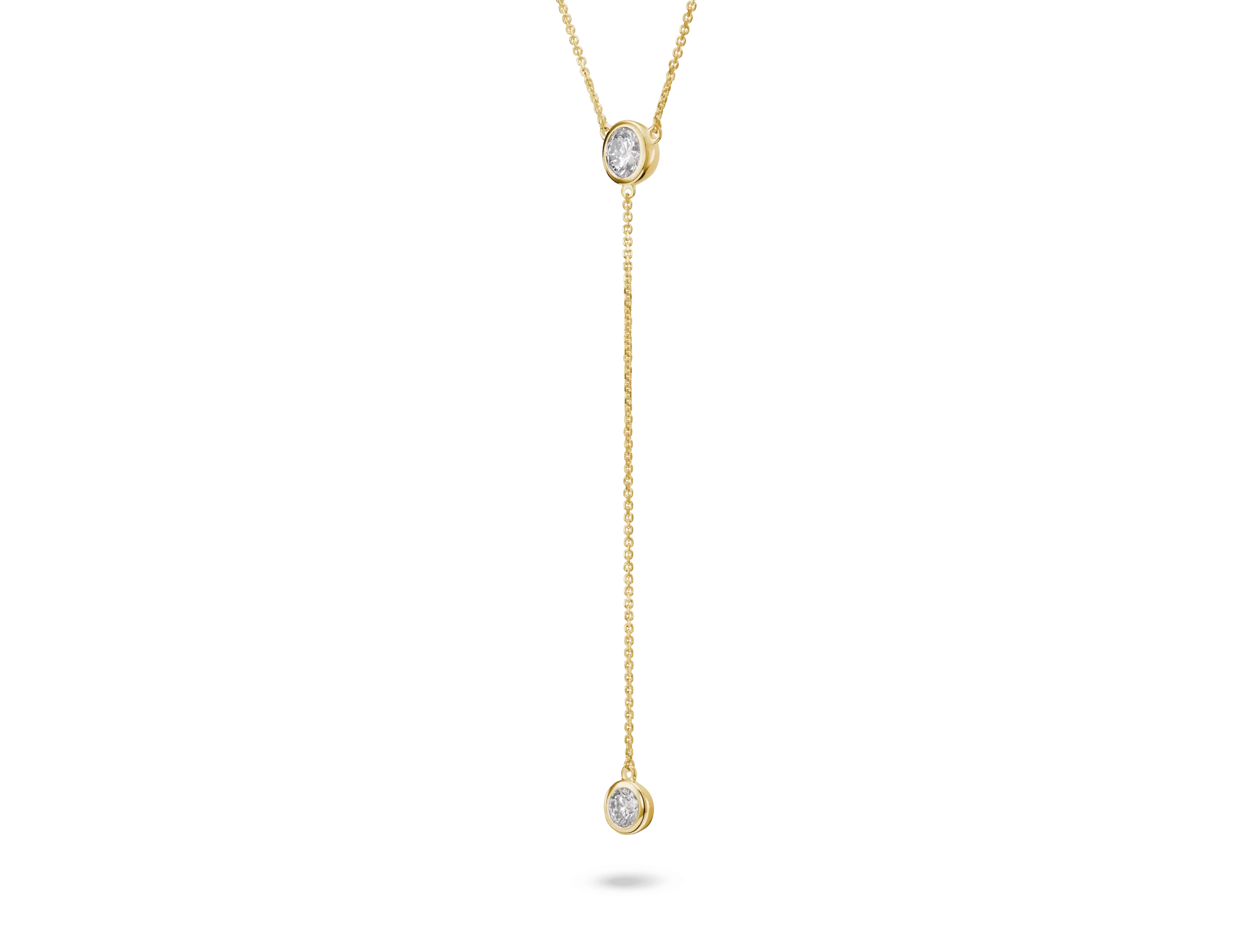 Lab-Grown Diamond ct. tw. Round Brilliant Bezel Lariat Pendant | White