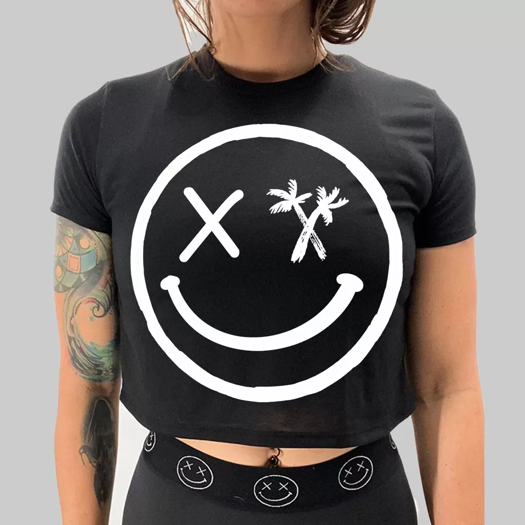 Ladies "Spliced Smile" Flowy Crop Tee