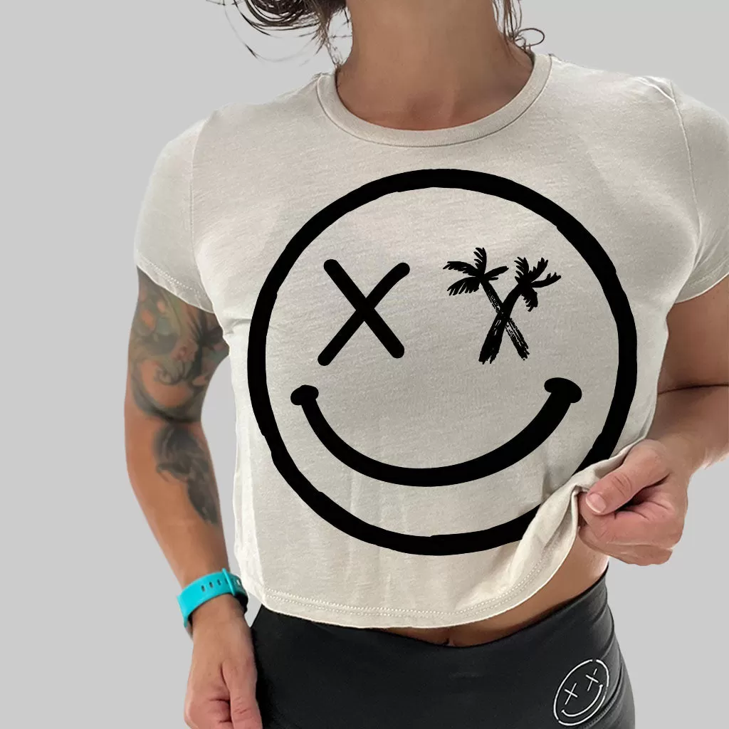 Ladies "Spliced Smile" Flowy Crop Tee