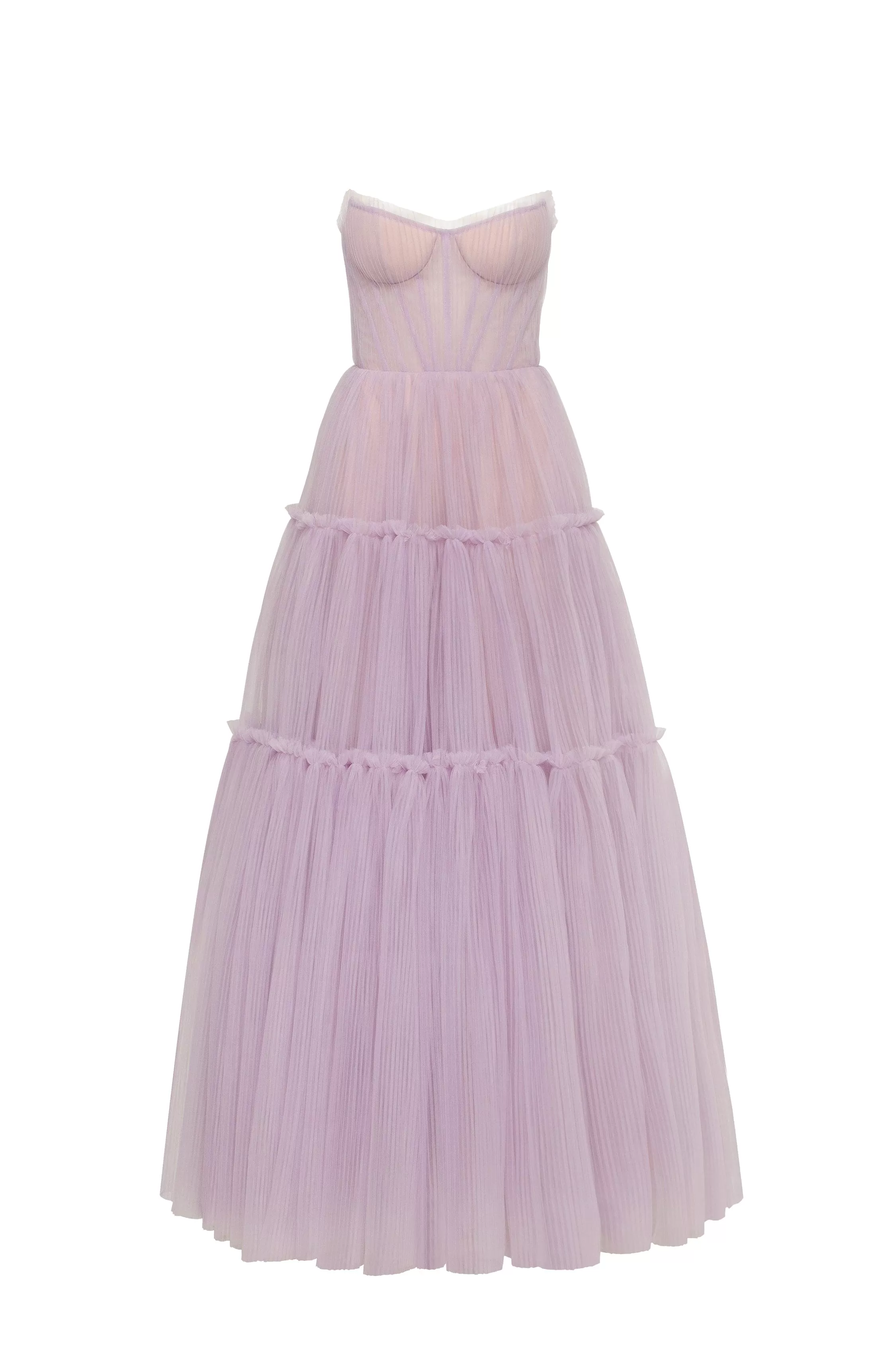 Lavender tulle maxi dress with ruffled skirt, Garden of Eden