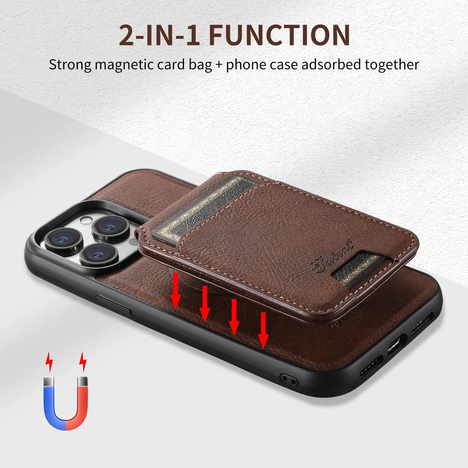 Leather Wallet ACPC317 Cute Phone Case For iPhone 12, 13, 14, and 15 Pro Max Plus - Magnetic Pocket