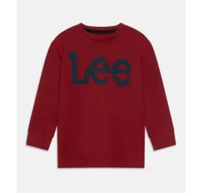 Lee Kids long sleeve t-shirt for boys with Wobbly Graphic Logo LEE0004 B78 ruby