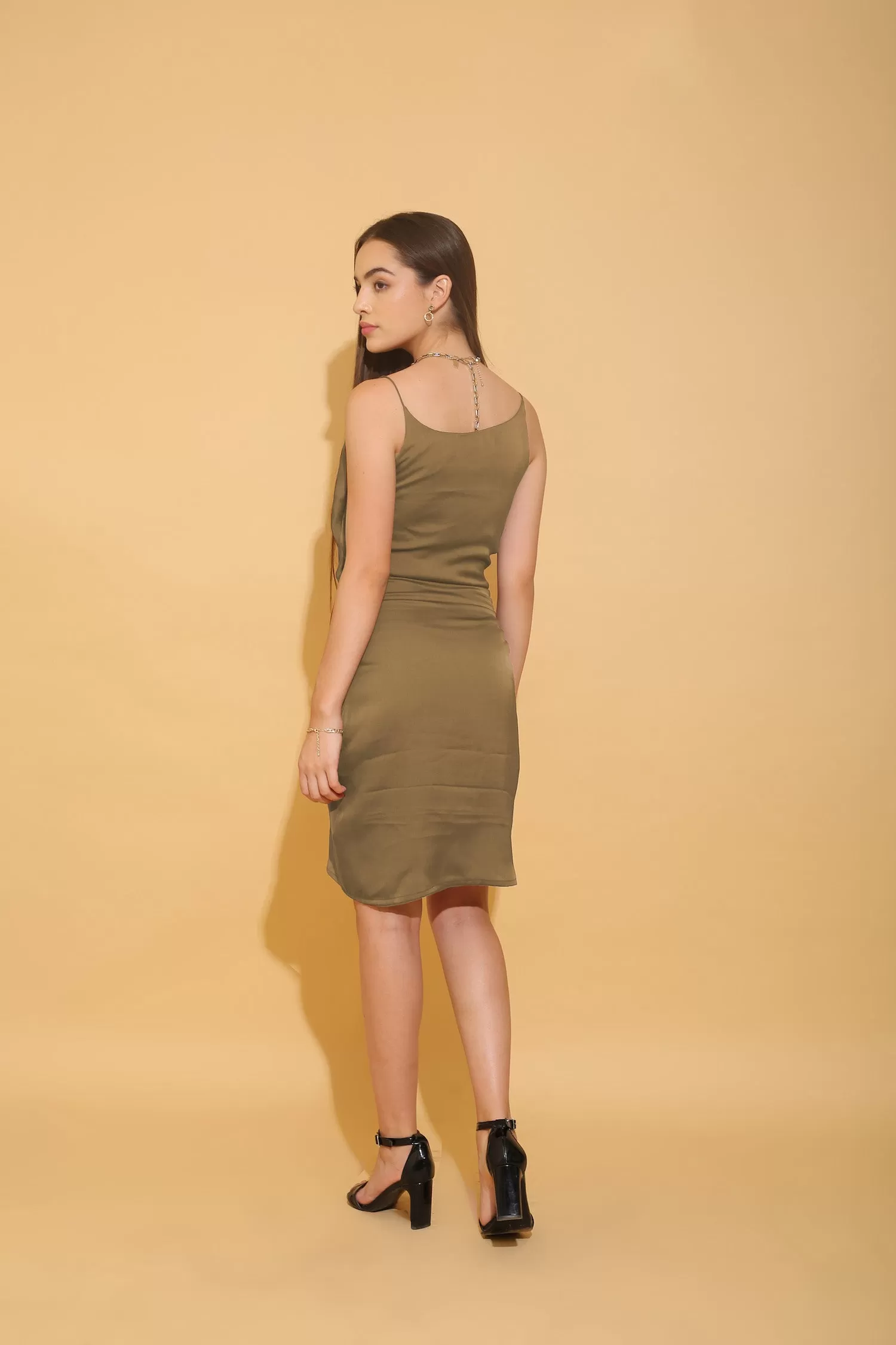 Lemon Green Cowl Neck Cami Dress