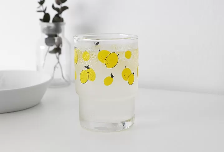 Lemon Soda illustration Graphic Clear Glasses Cups Mugs Printed Vintage 245ml Gifts Kitchen Dinnerware Cold Hot Milk Coffee Microwave