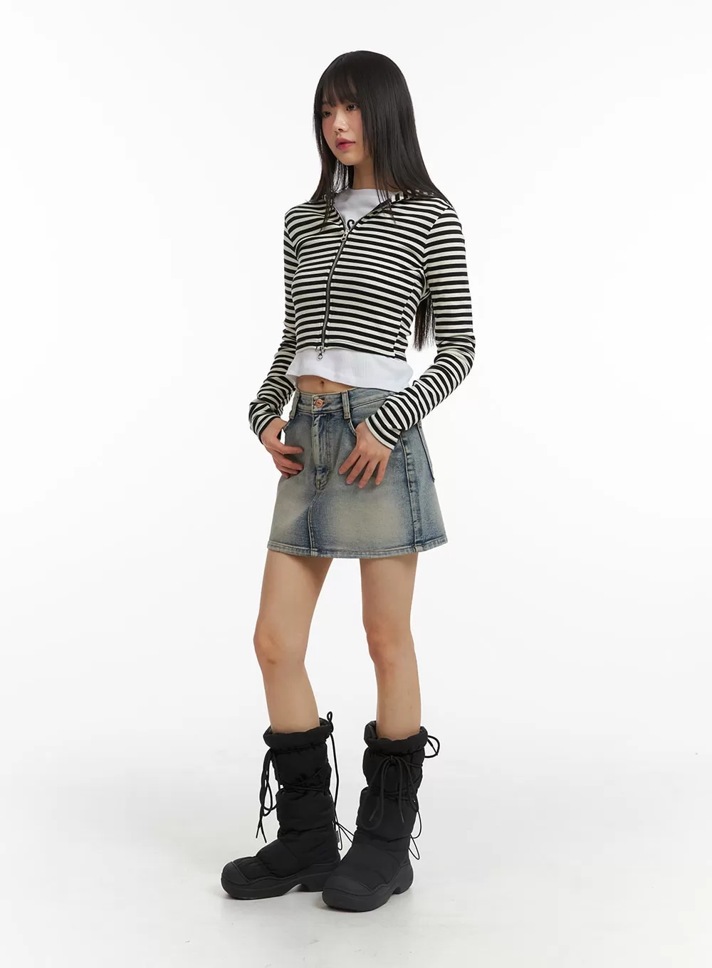 Light Washed Denim Mini Skirt CJ412