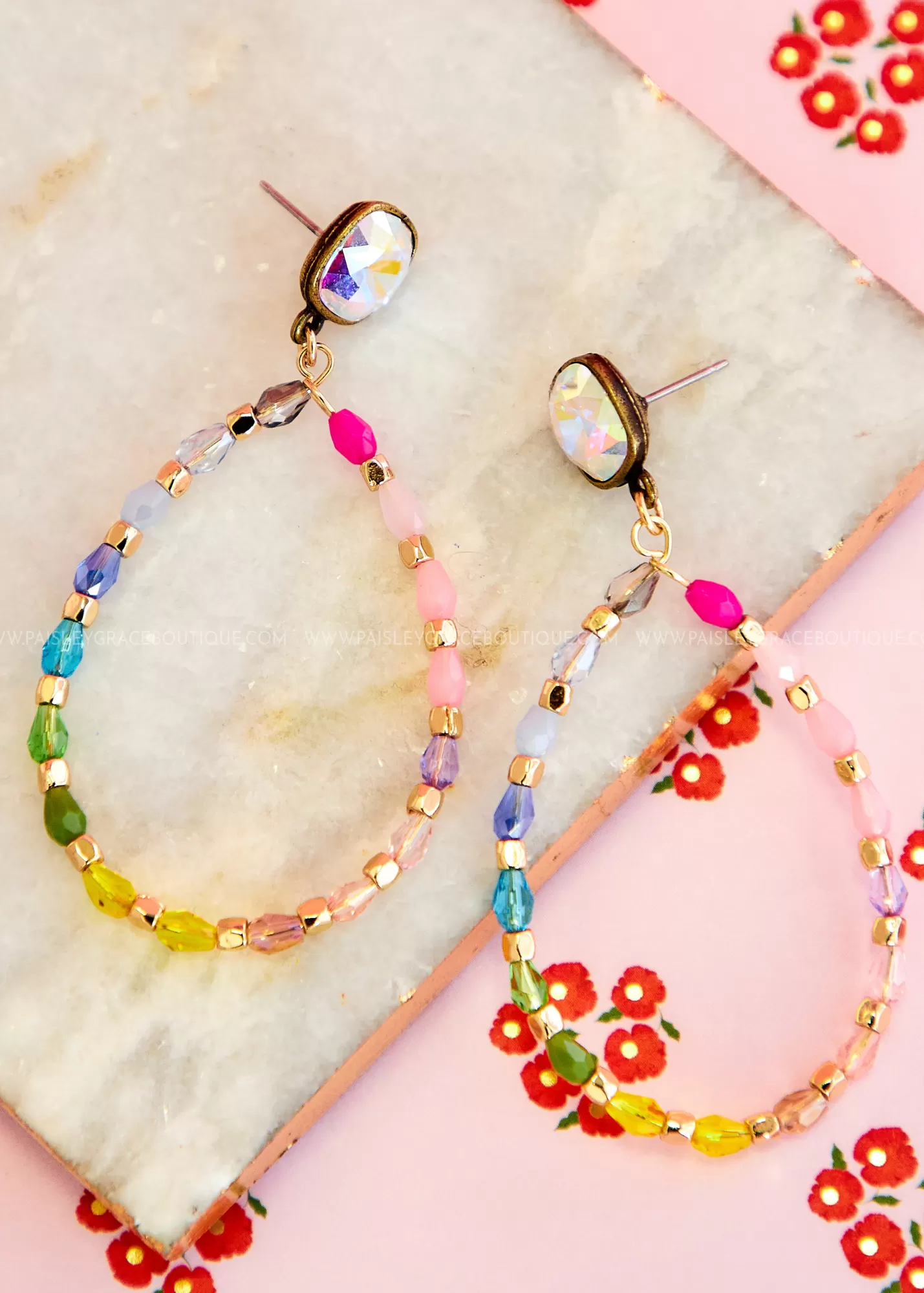 Lizette Multicolored Teardrop Earrings by Pink Panache