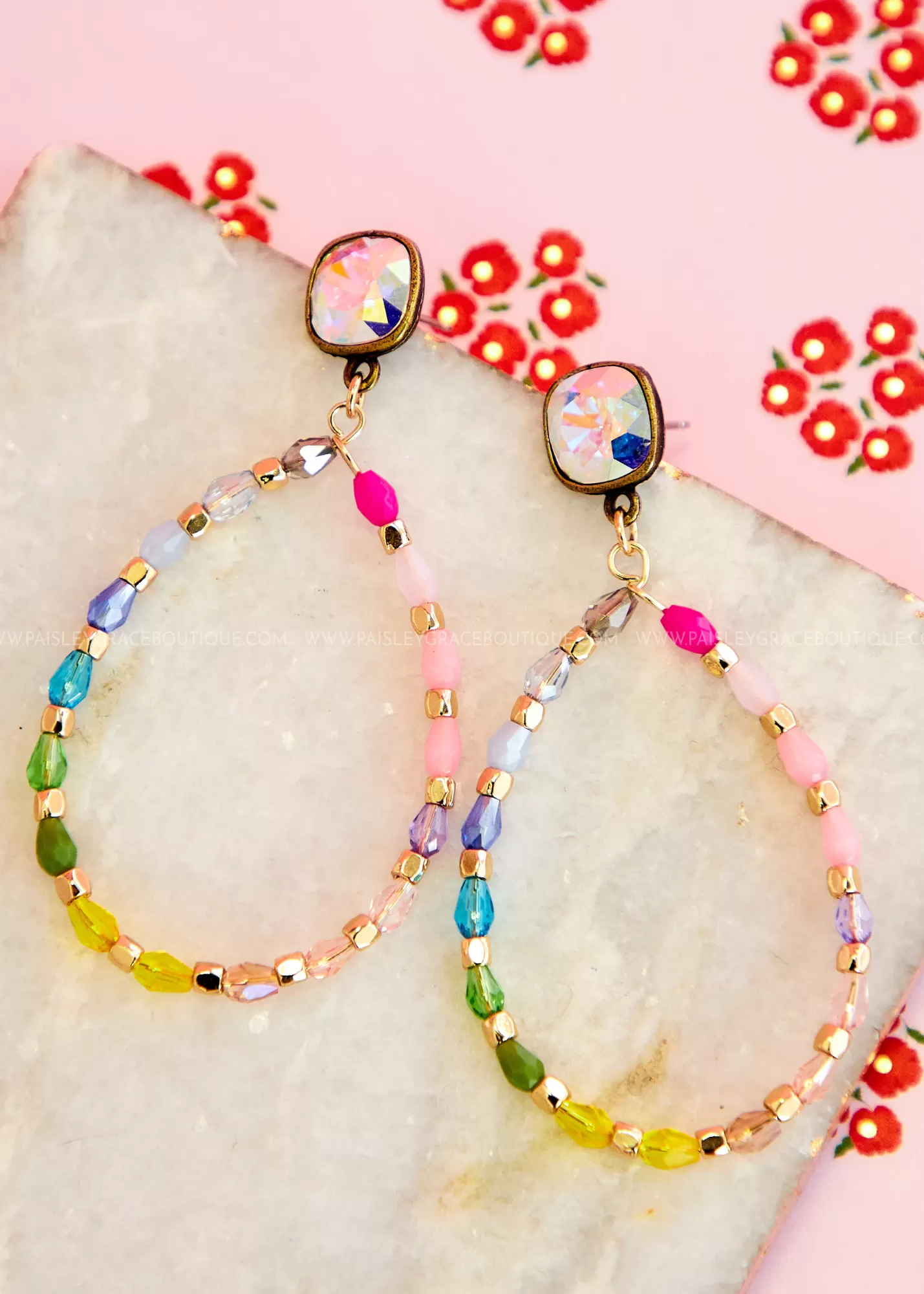 Lizette Multicolored Teardrop Earrings by Pink Panache