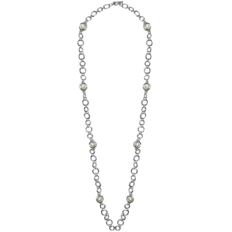 Luminous pearl station necklace