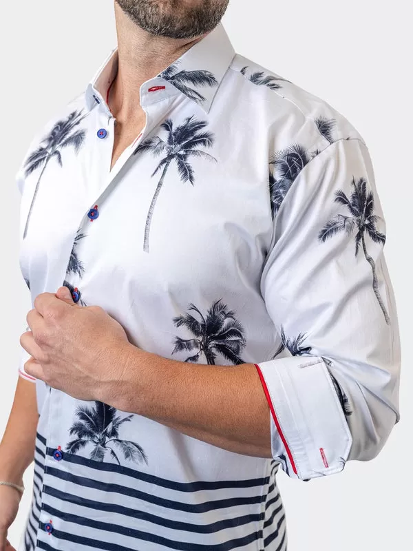 Maceoo Stretch Shirt | Fibonacci NuitPalm White