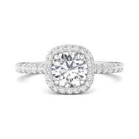 Martin Flyer 14k Round Diamond Engagement Ring with Cushion Halo