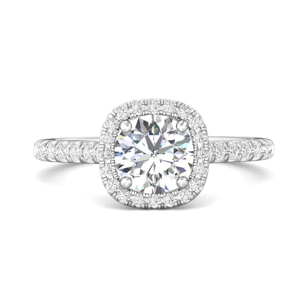 Martin Flyer 14k Round Diamond Engagement Ring with Cushion Halo