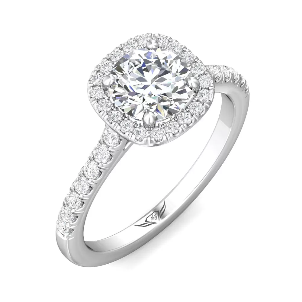 Martin Flyer 14k Round Diamond Engagement Ring with Cushion Halo