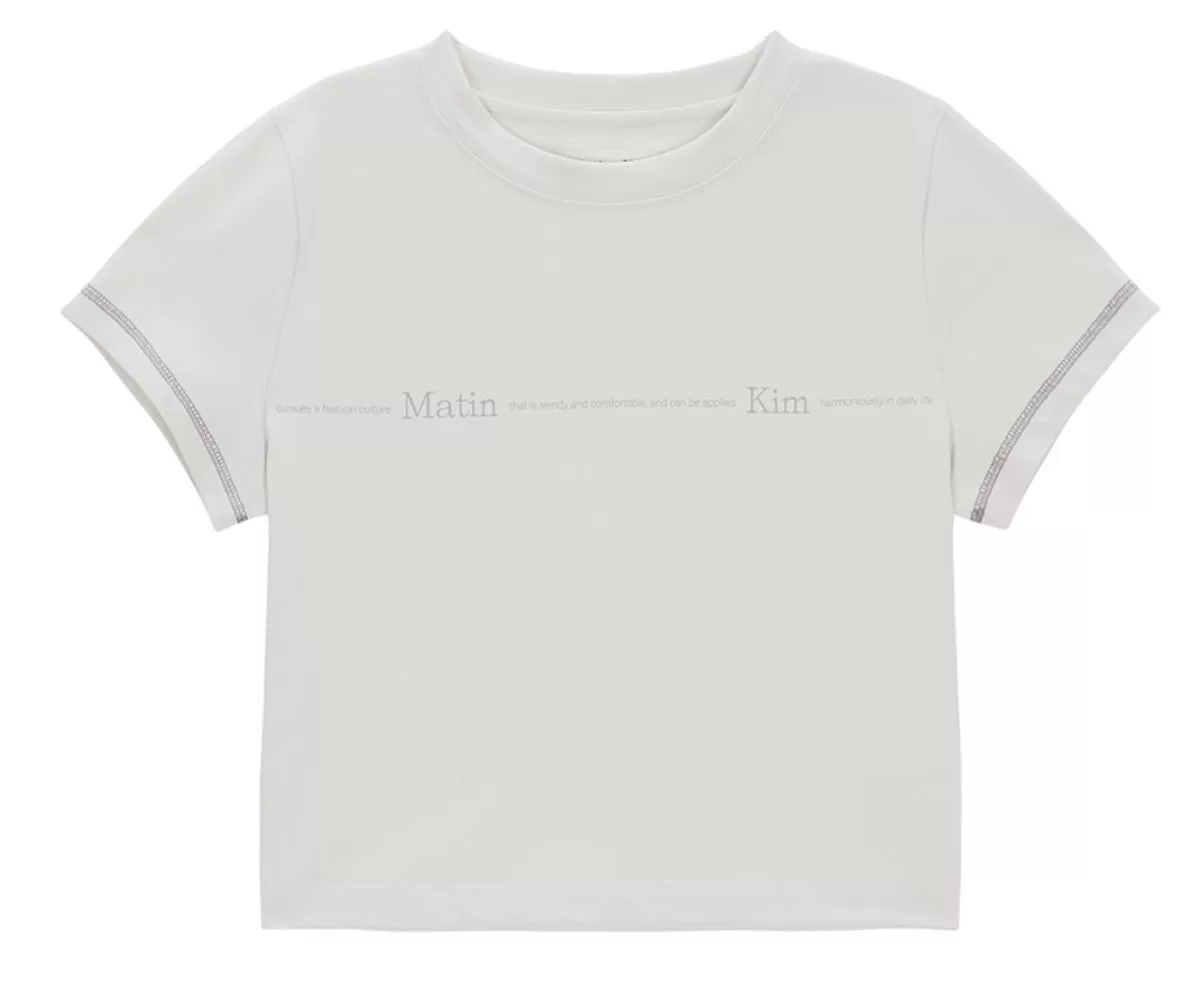 MATIN SMALL LINE LOGO STITCH CROP TOP