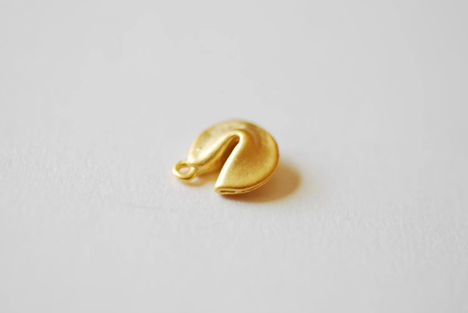 Matte Vermeil Gold Fortune Cookie Charm - Vermeil gold Chinese cookie pendant, 18k gold plated Sterling Silver, Fortune Cookie Charm, 96