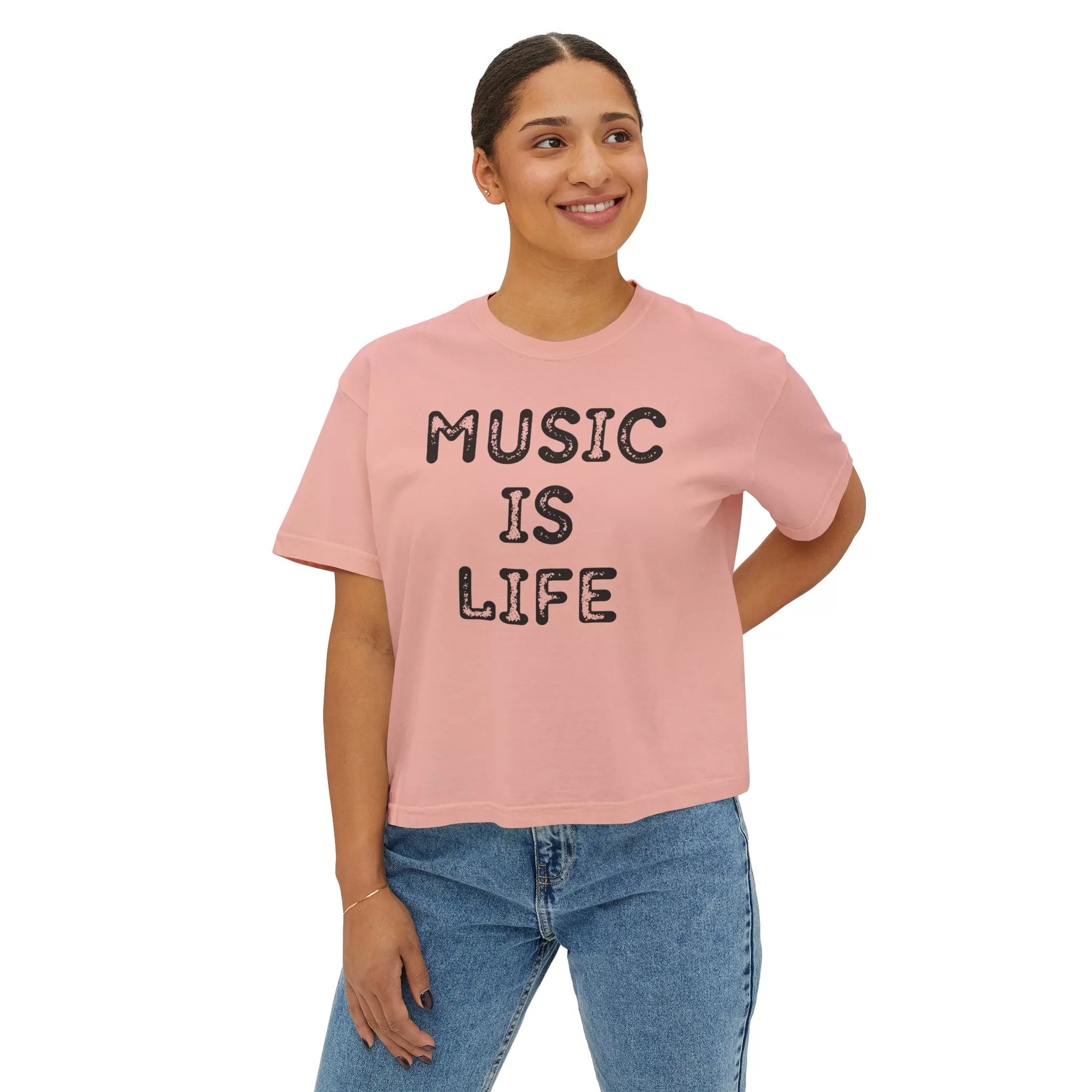 Music Is Life Women's Boxy Crop Tee