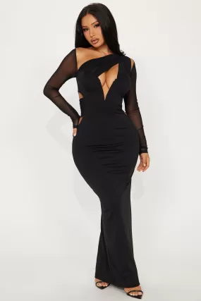 Nathalie Asymmetrical Maxi Dress - Black